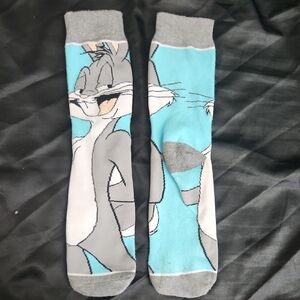 Gray and Blue Cartoon Character Socks